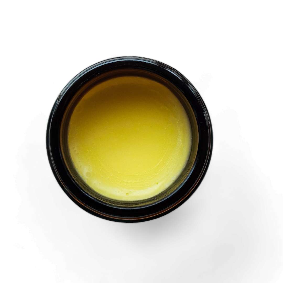 top view of jar of nourish cleansing balm by organicules