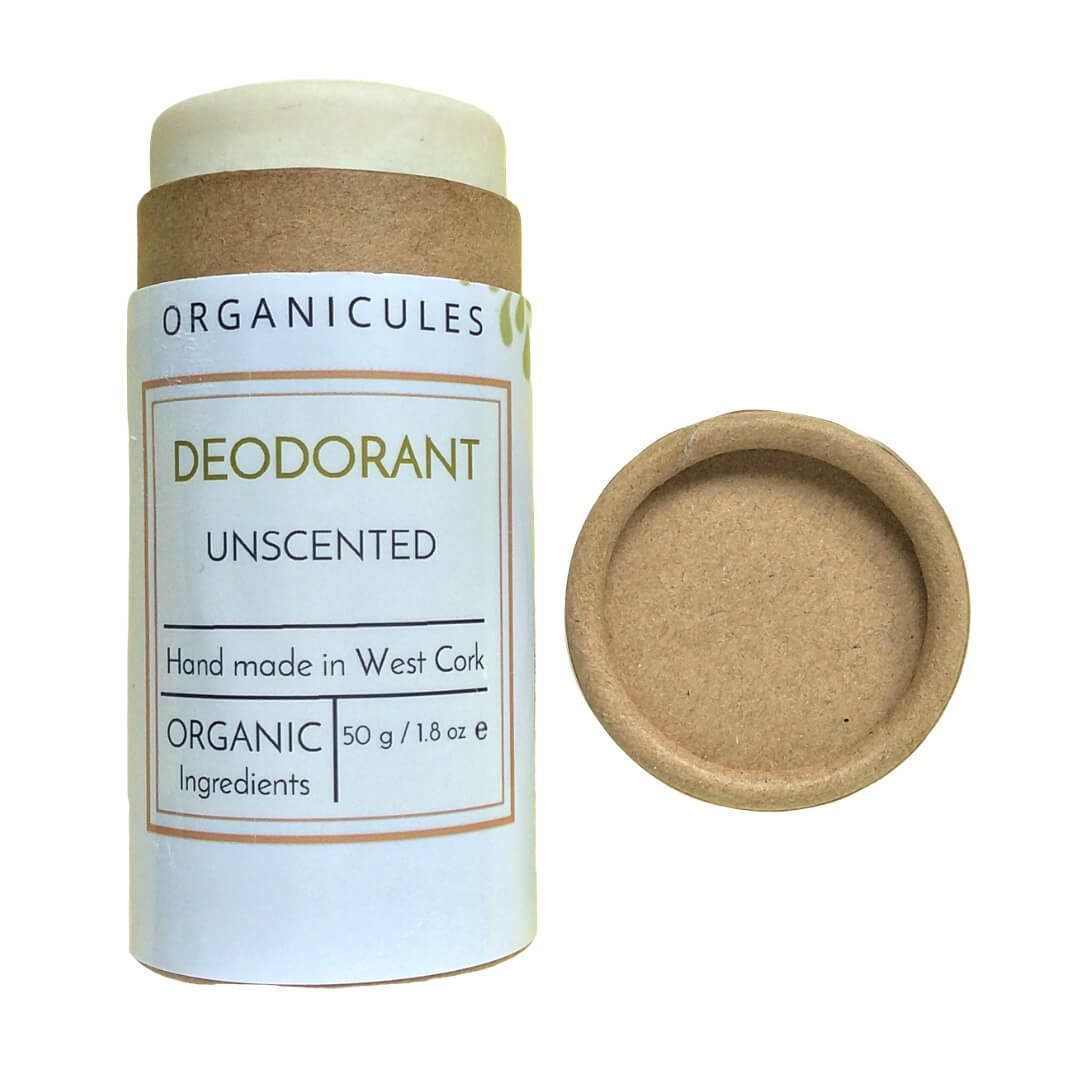 an unscented stick deodorant in cardboard tube