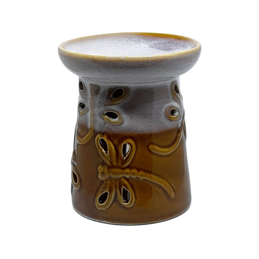 oil burner dragonfly design in cream and rust