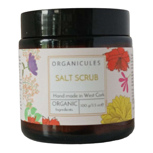 Scrub for the body containing pink himalayan salt