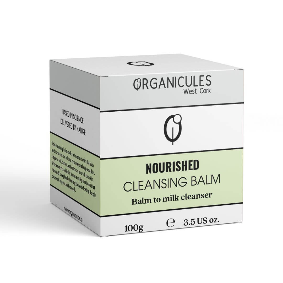 box containing nourished cleansing balm by organicules