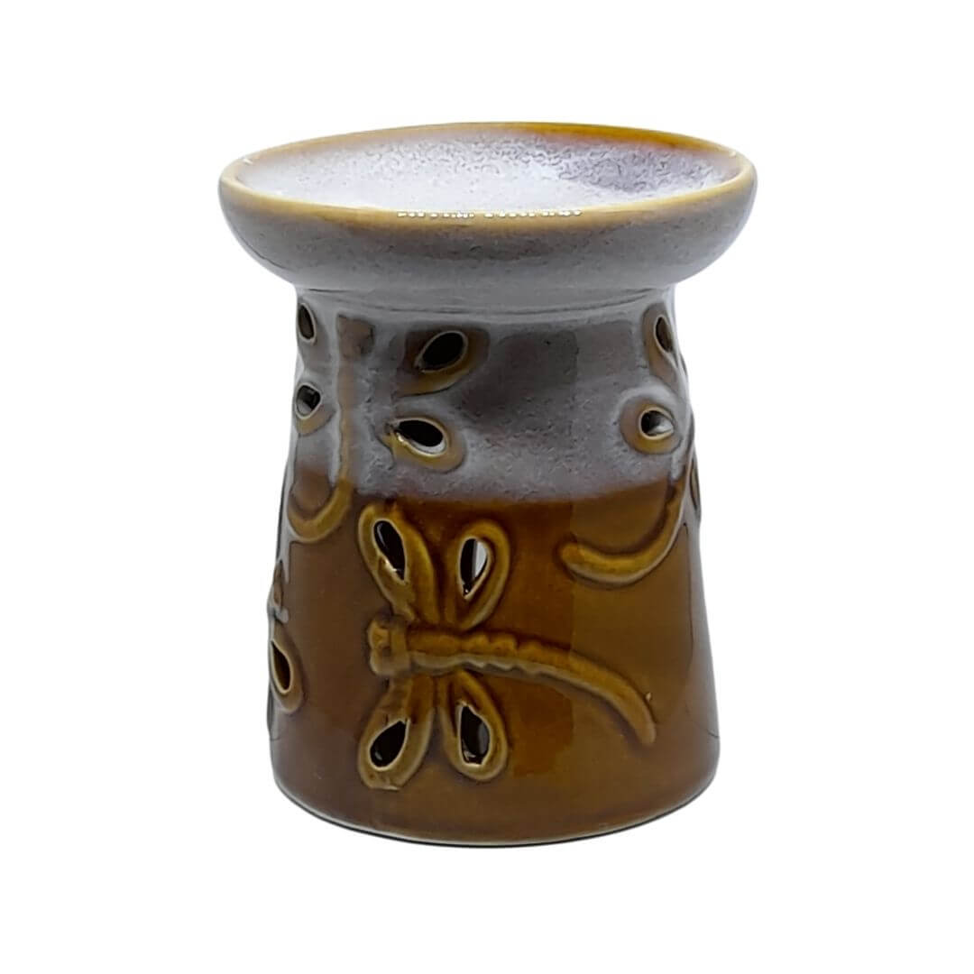 oil burner dragonfly design in cream and rust